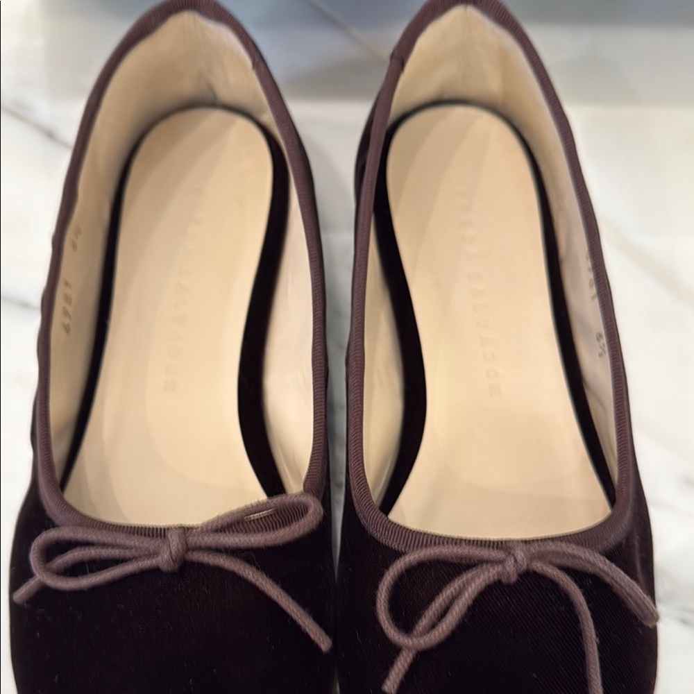Freda Salvador Black Velvet Ballet Flats with Bow - Picture 5 of 9